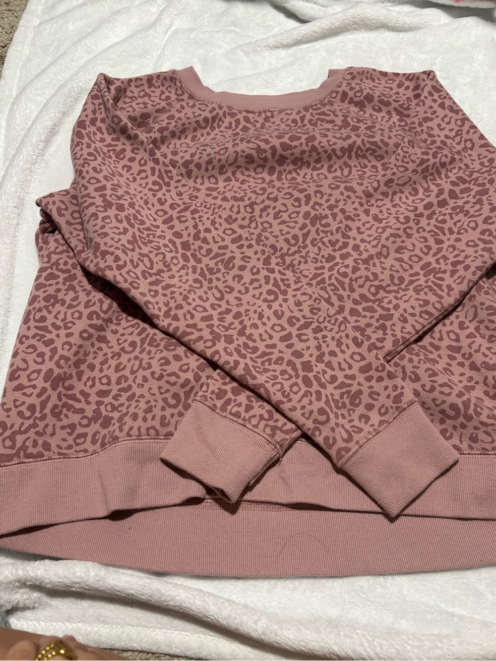 tek gear Mauve Pink Leopard-Print Crewneck Sweater